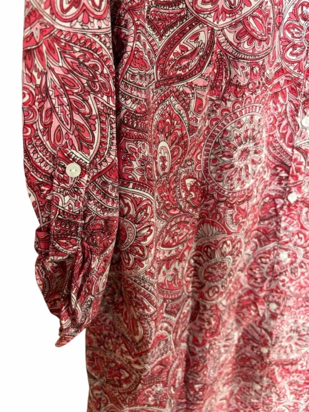 Talbots Pink & White Paisley Button-Front Cover Up
